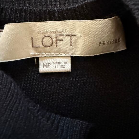 Ann Taylor LOFT PM Cute Peplum Pullover Solid Black Sweater Zip Back - Picture 3 of 4